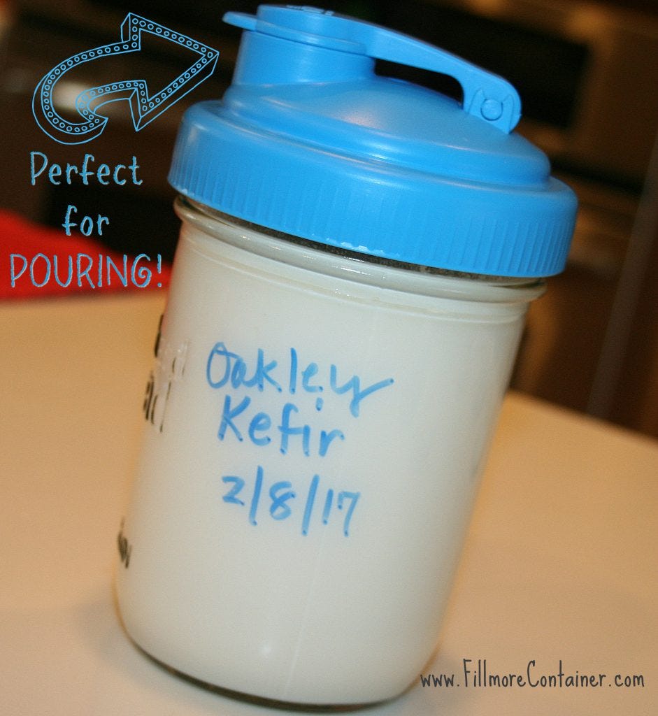 Milk Kefir with reCAP POUR cap Fillmore Container