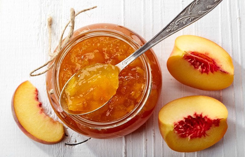 Peach Jam in a Glass Jar