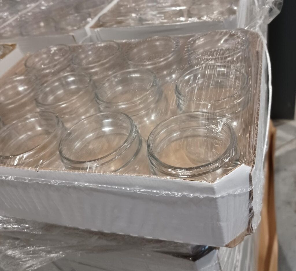 canning jars in a tray pack