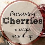 cherry preserves in a mason jar with text Preserving Cherries recipe roundup