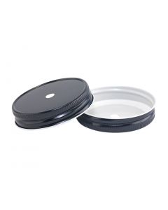 Mason Jar Straw Lid Wholesale - Regular Mouth BlackRC-G70-Hole 9MM Black