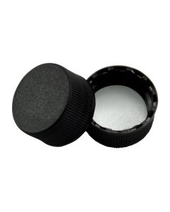 18/400 Continuous Thread Black Ribbed F217 Lined Cap - Fillmore Container