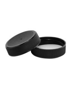 38/400 Continuous Thread Black Plastic Cap with Foam F217 Liner - Fillmore Container