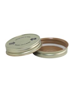 Regular Mouth Mason Jar Lid Gold lid with Black Writing - Fillmore Container