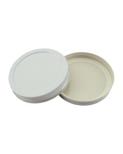 89/400 White Metal Lid with Plastisol Liner - Fillmore Container