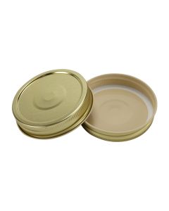 One-piece gold canning jar lid with safety button - Fillmore Container