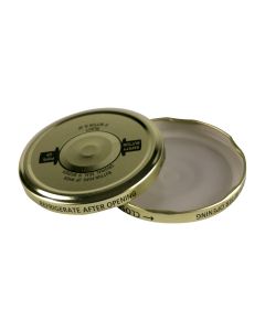 82/2040 Gold lug lid with black writing - Fillmore Container