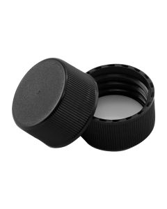 24/414 Black Plastic Continuous Thread Cap with F217 Foam Liner - Fillmore Container