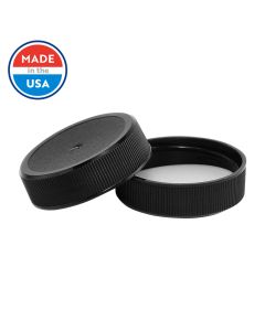 38/400 Continuous Thread Black Plastic Cap with Foam F217 Liner - Fillmore Container