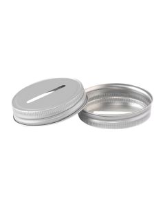 Coin Slot Lid - Aluminum Color for Mason Jar Banks RC-G70-COINALUMINUM