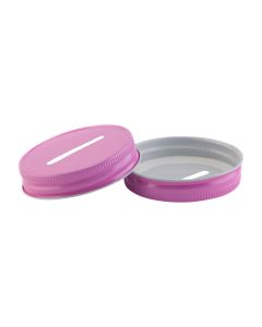 Coin Slot Mason Jar Lids Regular Mouth PINK1RC-G70-Coin Pink