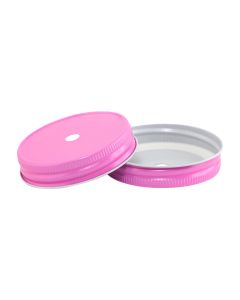 Pink Mason Jar Straw Hole Lid - Regular Mouth