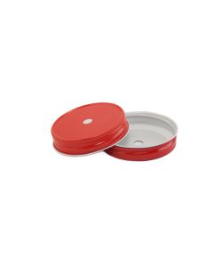 Red Mason Jar Straw Hole Lid - Regular MouthRC-G70-Hole 9MM Red