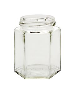 Encheng 6 oz Clear Hexagon Jars,Small Glass Jars With Lids(Red Stripped),Mason  Jars For