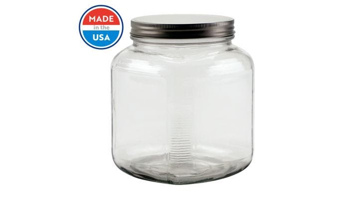 2 QT Cracker Jar with Brushed Silver Lid - 110 mm