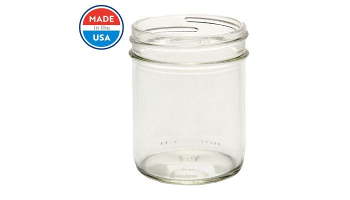 NMS 8 Ounce Glass Straight Sided Regular Mouth Canning Jars - Case