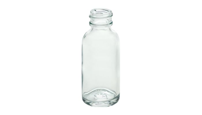 1oz (30ml) Flint (Clear) Big Bead Boston Round Glass Bottle - 20-400 Neck