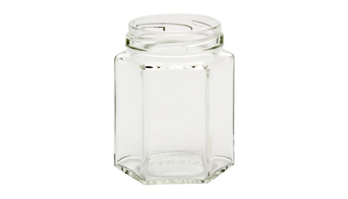 Encheng 6 oz Clear Hexagon Jars,Small Glass Jars With Lids(Red Stripped),Mason  Jars For